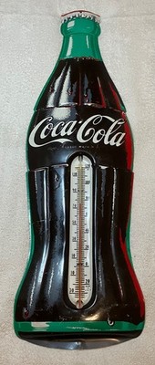 Vintage Original Coca Cola Bottle Thermometer Advertising Metal Sign 29 x 8 1/2