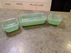 RARE Fire King Jadeite 3pc Refrigerator Set USA