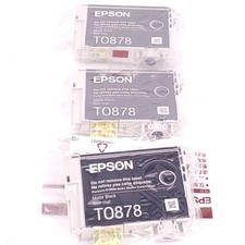 3-Pk Genuine Epson 87 T0878 Matte Black Ink Cartridge for Stylus Photo R1900