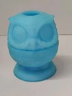 Vintage Fenton Fairy Lamp Blue Satin Glass Owl Candle Holder