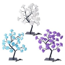 Lumière artificielle d'arbre de fleur de rose de LED, lampe de bureau de fée,