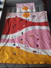 Set letto IKEA GRONFINK per bambini rosa arancione cartoni animati federa e copripiumino