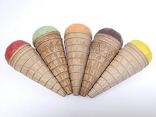 Handmade Wooden Ice Cream Cones Waffle Cone Pretend Play Set Of 5