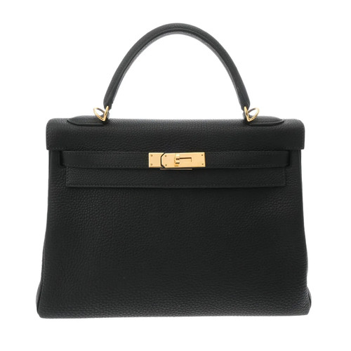 Hermes Kelly 731453 Handbag Togo Leather Black #WB3613