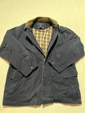 American Eagle Mens M Canvas Barn Chore Jacket Coat Flannel Lined Corduroy Trim