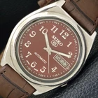VINTAGE SEIKO 5 AUTOMATIC 7009A JAPAN MENS RED COLOR DIAL WATCH a500120-a