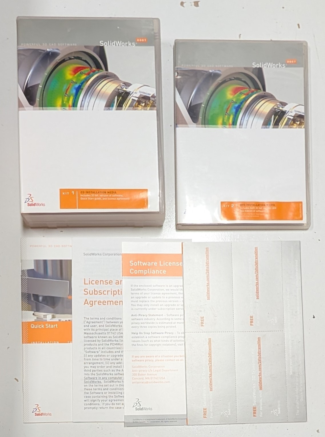 SolidWorks 2007 CD DVD Kit 1 & 2 Installation Media Software Kits with ...