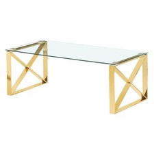 GLASS COFFEE TABLE GOLD METAL BASE NINGBO LIVING ROOM FURNITURE