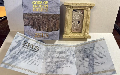 2014 NIUE $5 GODS OF ANCIENT GREECE ZEUS 2 OUNCE .999 SILVER BAR PROOF