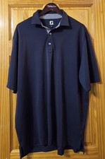 FootJoy Polo Shirt Mens XL Blue Solid Golf Stretch Knit Short Sleeve Performance