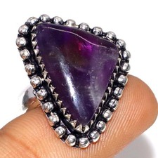 925 Silver Plated Exclusive Natural Amethyst Ring Jewelry Size US 8.5 GW