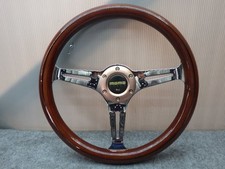 Momo Wood Steering Wheel With Horn Button 3-spoke Used From Japan