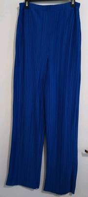 Boohoo Plisse Floor Sweeping Pants / Trousers Size 10 Cobalt Blue NWT