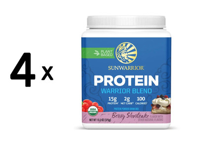 4 x Sunwarrior Warrior Blend Organic (375g) Berry Shortcake (63,30 EUR/kg)