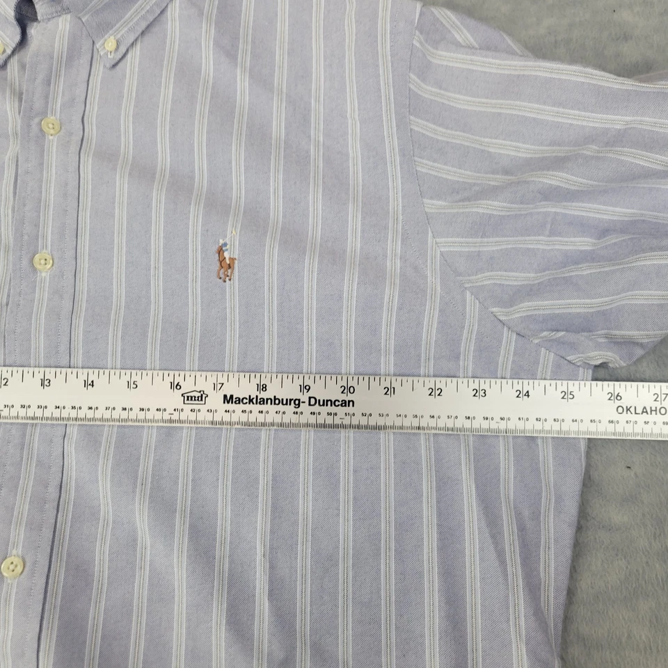 Camisa de Vestir Ralph Lauren Algodón Gris/Azul Rayas Calce Clásico Para Hombre Talla 17 32/33 Foto 3 de 4