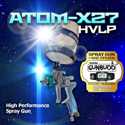 ATOM X27 HVLP Spray Gun 1.3/1.4mm   Gravity Feed Clear Coat + Free GunBudd 