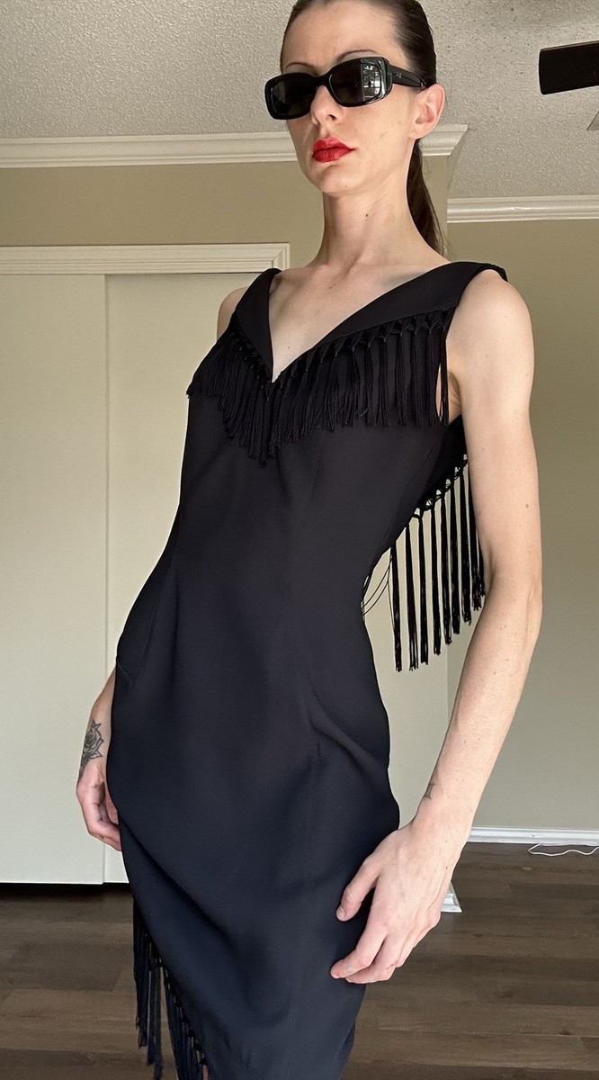 【関税込み】Mugler ブラック ドレープ ミニドレス Muglerのブラック ドレープ ミニドレスがセール中