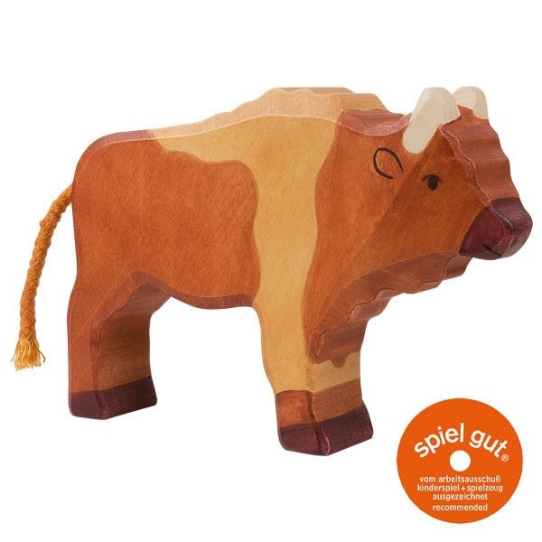 Bison en bois Holztiger jouet artisanal en érable peint à la main