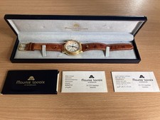 Maurice Lacroix Chronographe Tachymètre cadran blanc doré cuir marron 9211