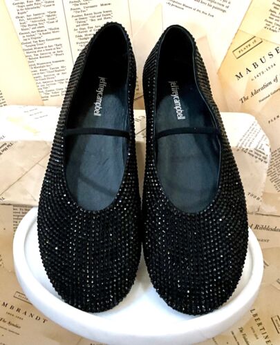 Free People Jeffrey Campbell Moira Ballet Embellished Flat Black Jeweled 10 NEW - Picture 1 of 8