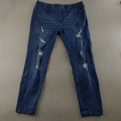 Just Love Jeans Women's Sz 1X Pull On Stretch Waist Med Wash Normcore Grannycore