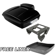 Chopped Trunk Backrest Pad Solo Rack Fit For Harley Street Road Glide King 14-25