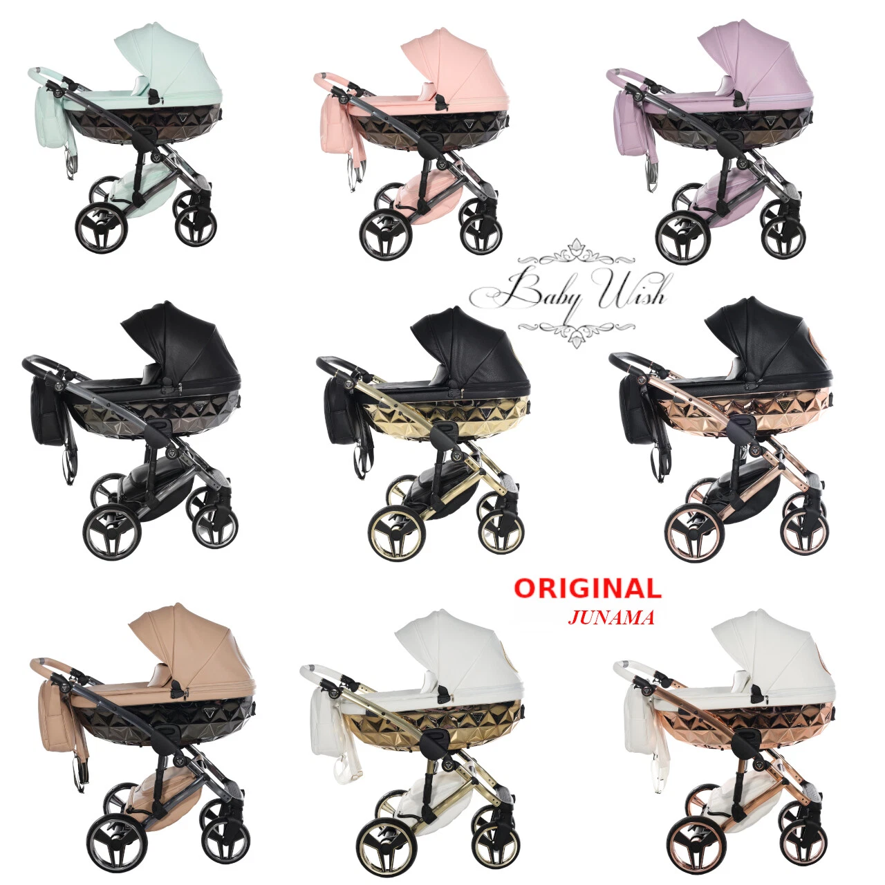 JUNAMA HANDCRAFT V2 NEW MODERN PRAM BABY STROLLER 2in1 CARRYCOT + PUSHCHAIR
