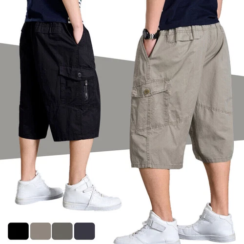 Baumwolle Herren Cargo Shorts Hose Baggy Hose Sommer Locker Oversize Freizeit Gr. - Bild 7 von 29