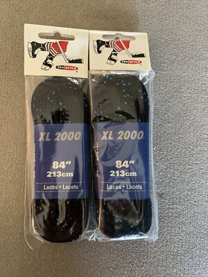 4 Laces (2 Pair) Hockey Skate Braided LACES TEX-STYLE 84  Black/Blue , NEW