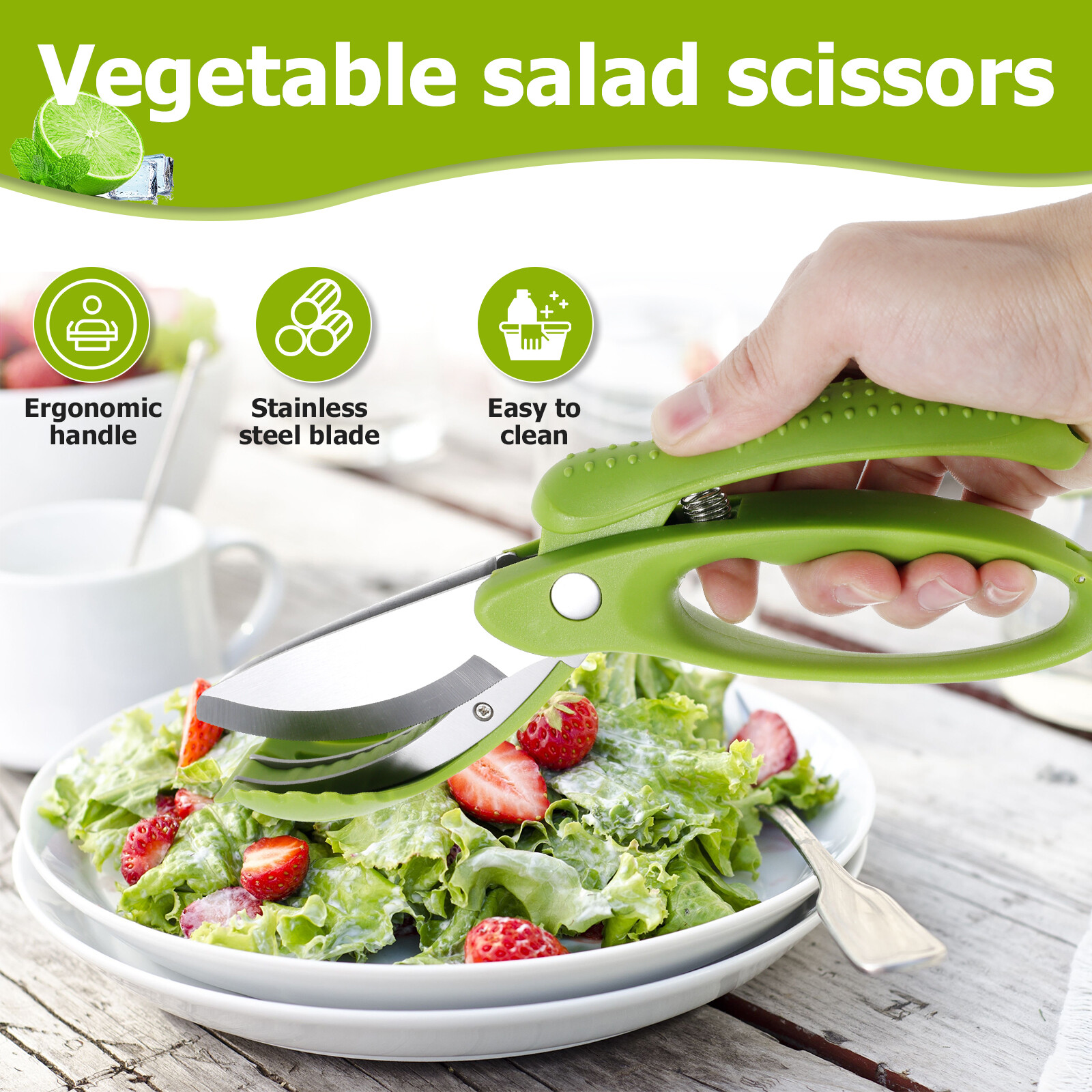 Double-Blade Washable Salad Chopper Scissors - Reusable Kitchen Tool-image