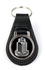 Triumph TR3A Grille Logo Quality Black Leather Keyring