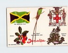 Postcard Jamaican Flag & Coat of Arms Jamaica National Fruit, Bird, & Flower