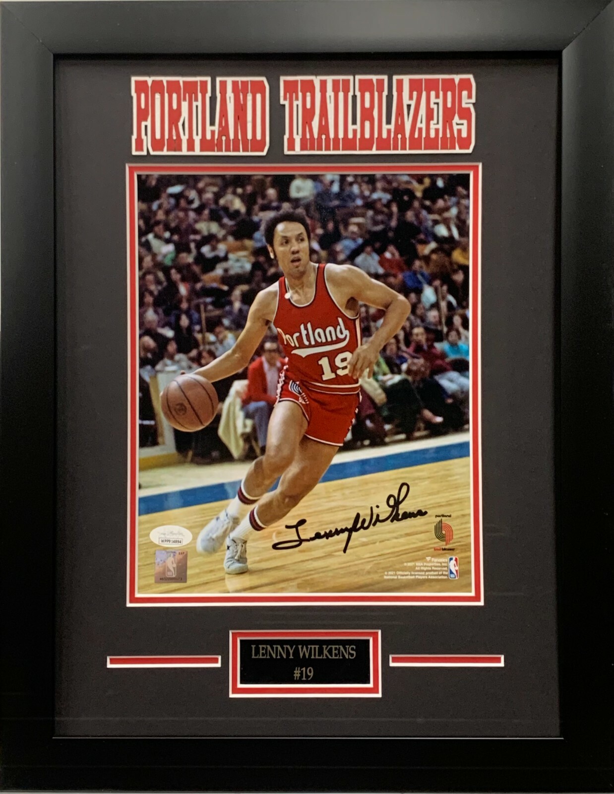Lenny Wilkens Autographed Signed Portland Trail Blazers 8x10 framed NBA JSA COA 