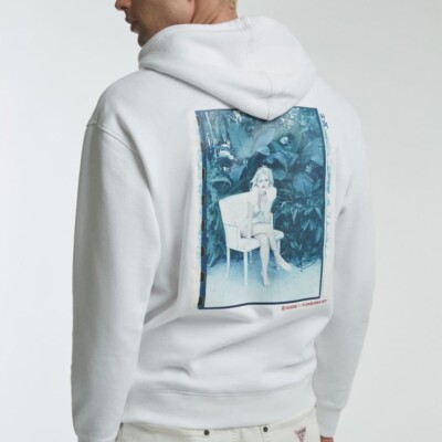 GUESS Originals × PLEASURES GO Drew Herren Hoodie weiß Größe XL brandneu neu mit Etikett