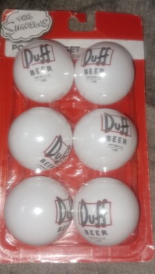 The Simpsons Duff Beer Pong Balls 6-Pack Set Party Fun Games Plastic Ping NEW