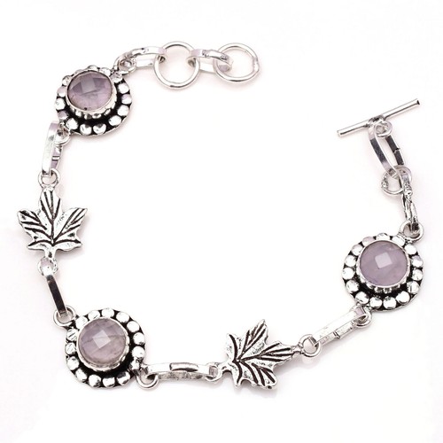 Bracelet En Argent 925 & Labradorite - Fait Main, Pierre Bleue, Réglable