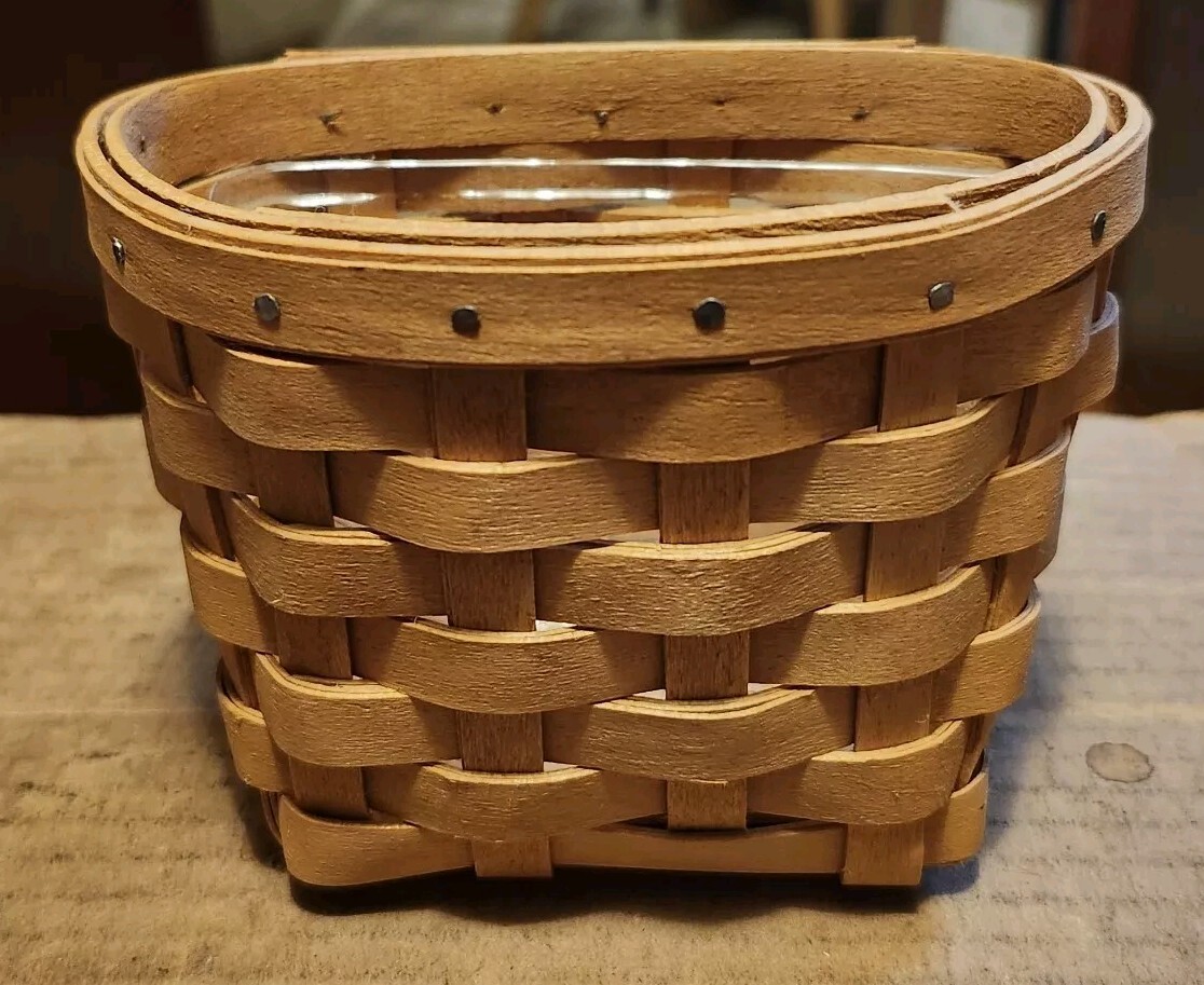 longaberger tobacco basket Vintage 2000 Longaberger Basket Handwoven Miniature Wall Berry Basket 3.5H