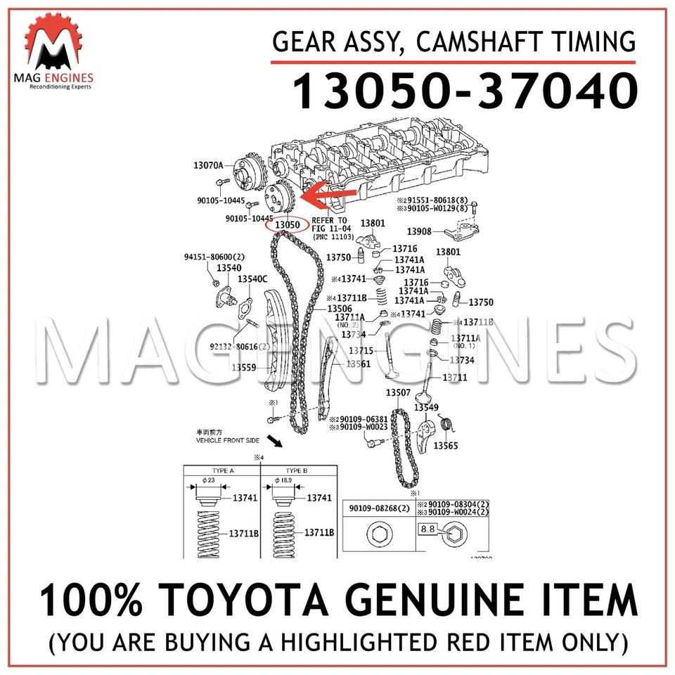 13050-37040 GENUINE OEM TOYOTA CAMSHAFT TIMING GEAR ASSY FOR PRIUS CT200H 1.8L - Imagem 2 de 4