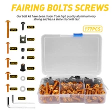 177PCS Gold Fairing Bolt Kit Windshield Fender Bodywork Screws Set Universal EXV