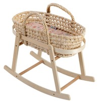 "Howa Puppenwiege Aus Holz Mit Herausnehmbaren Puppentragekorb\"Miniflowers\" 2360"