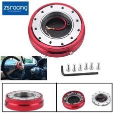 Red 6 Hole Steering Wheel Quick Release Hub Racing Adapter Snap Off Bolt