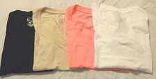 Basic Women Tee Shirts Juniors Plain V-Neck Top NEW