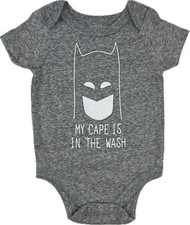 DC Comics Baby Grey Short Sleeve Cotton Batman Graphic One Piece Bodysuit 3-6 MO