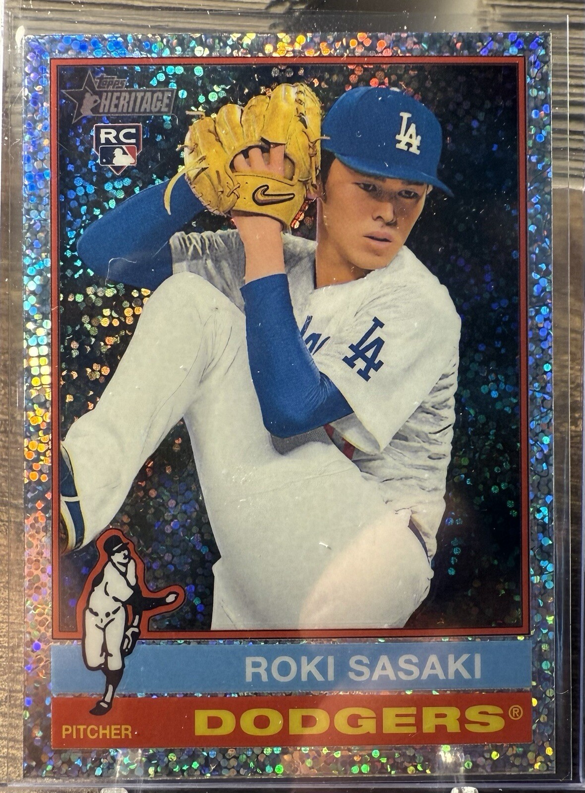 2025 Topps Heritage Roki Sasaki RC Chrome Silver Sparkle Parallel #224 Dodgers