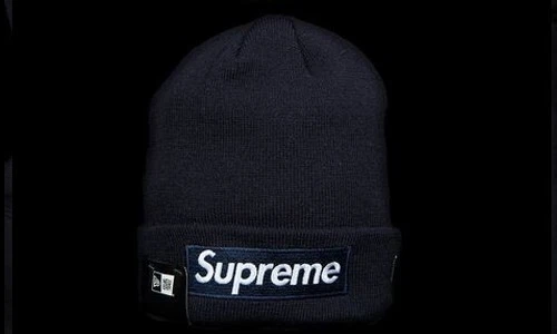 BOITE NEUF FW16 SUPREME NEW ERA LOGO BEANIE NAVY