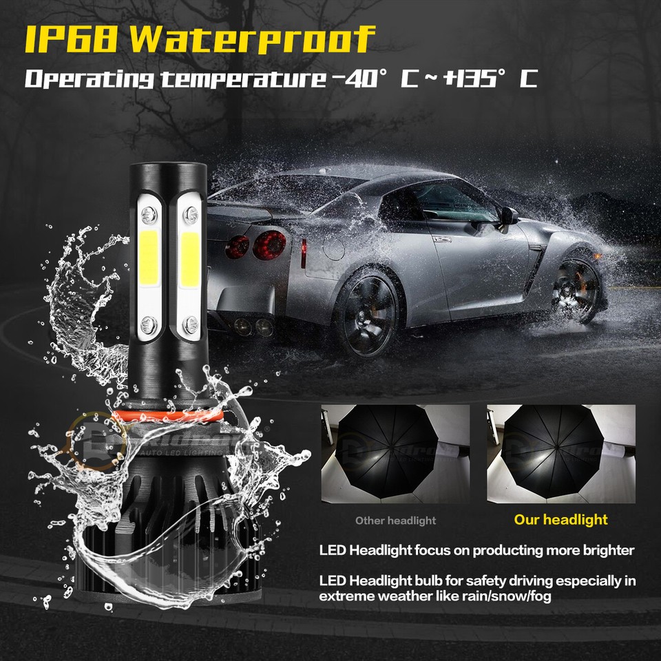 9005/HB3 9006/HB4 Combo 4x Led Headlights Hi-Lo Bulbs Kits Bulbs 6000k Bright White 8000lm For Ford Contour 1995 2000 Canbus Ready Halogen Replacement - Foto 8