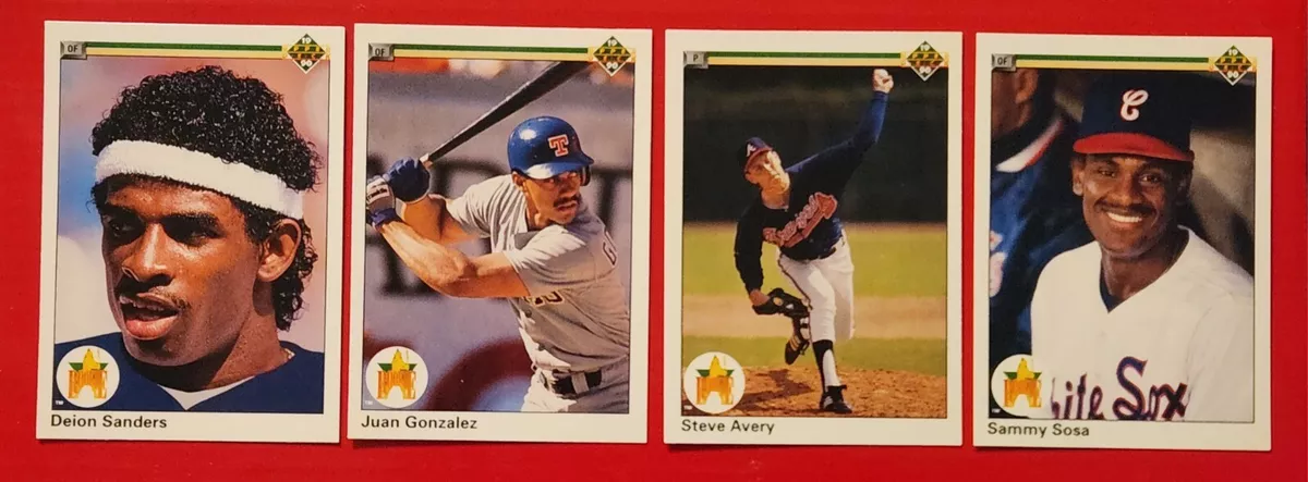 1990 Upper Deck Rookie Lot #17 Sosa, #13 Deion Sanders, #65 Avery