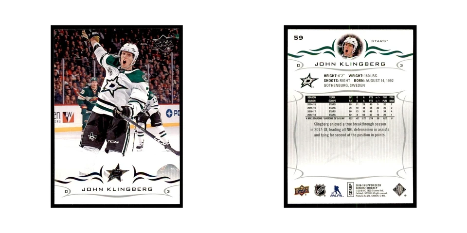 John Klingberg 2018 Upper Deck #59 Hockey Cards Hockey Card NM - Image 3 of 3
