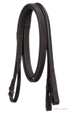 English Bridle Reins - Raised Rubber Grip - Black - Silver Fox