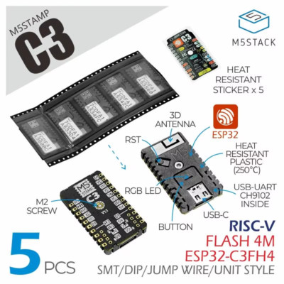 M5Stack Official M5Stamp C3 (5Pcs)